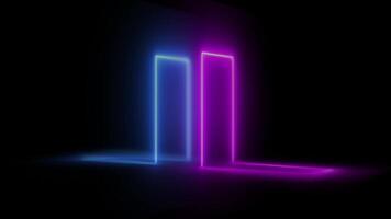 Two Neon Lights Glowing in Dark Background, Neon Light Motion Background, 2D Neon Glow, 4K Animation video
