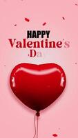 Red Heart Balloon with Confetti on Red Love Background, Happy Valentine Day Animation, Valentine 2D Animation, 4K Resolution video