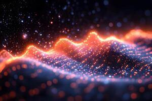 Dynamic Digital Waveform with Glowing Particles and Futuristic Aesthetics photo