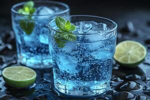 Refreshing Summer Cocktail with Lime and Mint Perfect for Beverage Design photo