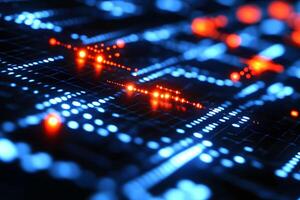 Futuristic Digital Circuit Board with Glowing Lights - Technology Background Design photo