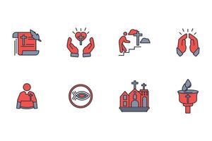 Christianity icon set color vector