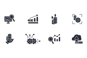 Data analytics icon set.Editable stroke.linear style flat vector