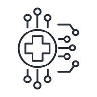 Ai Healthcare icon.Editable stroke.linear style sign for use web design,logo.Symbol illustration. vector