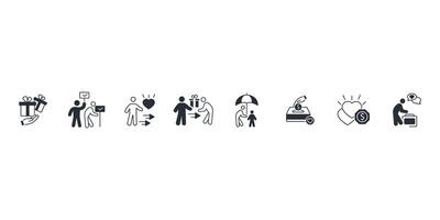 Altruism icon set.Editable stroke.linear style sign for use web design vector
