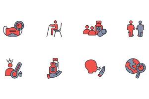 sickness color icon set vector