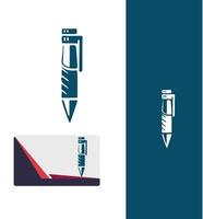 Ink Wave pen logo design vector