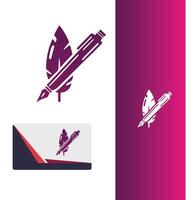 Glimmer Write pen logo design vector