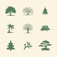 Silhouetted Trees and Plants Icons Simple and Elegant for Web and Apps vector