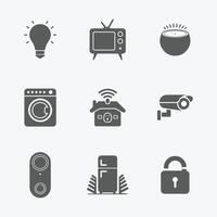 Smart Home Appliances and Security Icons Set Clean and Modern Design vector