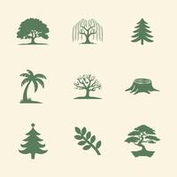Silhouetted Trees and Plants Icons Modern and Versatile Style vector