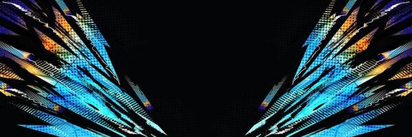 Abstract Sport Background Design with Blue and Orange Gradient Brush Strokes and Halftone Effect vector