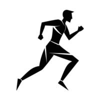 Contemporary runner figure silhouette design featuring sleek line art background vector