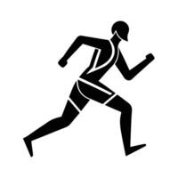 Abstract black runner silhouette icon design displaying creative line art background vector