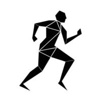 Geometric runner silhouette graphic design featuring crisp line art background vector