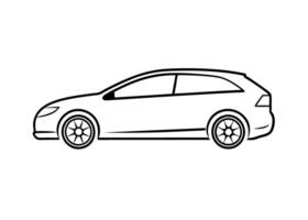 Clean2 minimalist line art design with hatchback vehicle on white vector