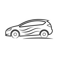 Modern6 minimalist line art design with hatch vehicle on white vector