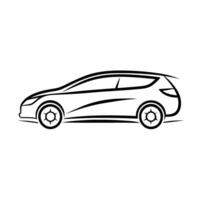 Sleek8 minimalist line art design with hatchback vehicle on white vector