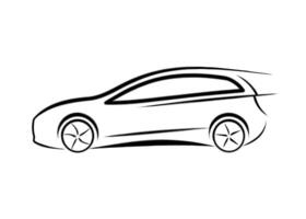 Sleek28 minimalist line art design with hatchback vehicle on white vector
