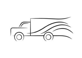 Abstract dynamic road truck drawing captures energetic motion on white vector