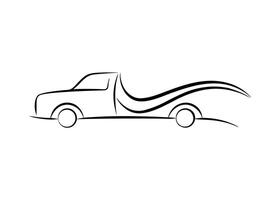 Abstract truck silhouette sketch offers unique artistic expression on white vector