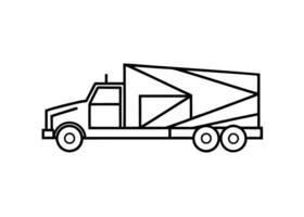 Geometric long haul rig truck drawing displays innovation on white vector