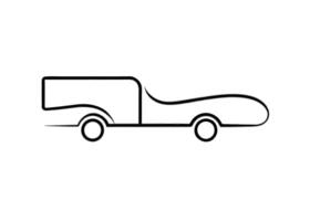 Minimalist long distance truck depiction captures expansive design on white vector