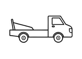 Minimalist tow truck portrayal vividly expresses distinct character on white vector