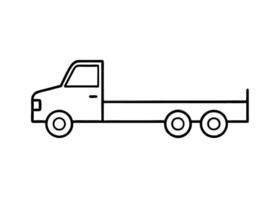 Simple flatbed truck line art highlights sleek design on white vector