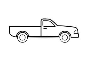Simple minimal rural pickup truck profile presents lines on white vector