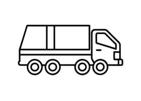 Simplistic city garbage truck side view presents design on white vector