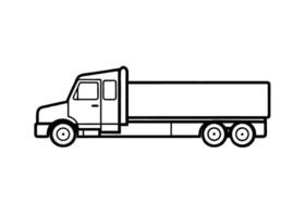 Simplified heavy rig truck side view exhibits structure on white vector