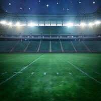 Empty Stadium at Night Under a Starry Sky A Serene View of a Football Field photo