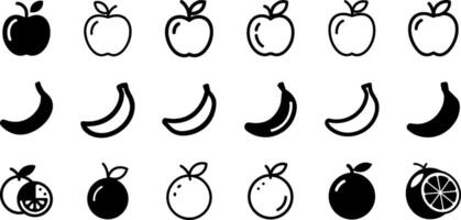 Tropical Delight Icon Set Apple Banana Orange vector