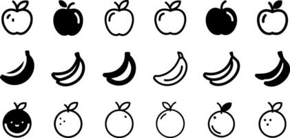 Fresh Fruit Collection Icon Set Apple Banana Orange vector