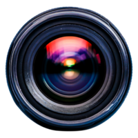 closeup View of Photography Camera Lens with Colorful Reflection Effects png