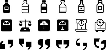 Essential Tools Icon Pack Bottle Scale and Quote vector