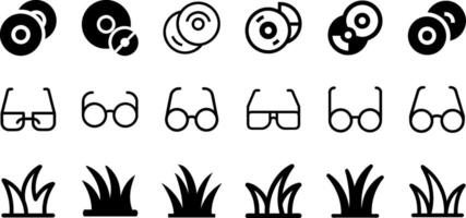 Versatile Icons Pack CD DVD Disk Glasses Grass vector