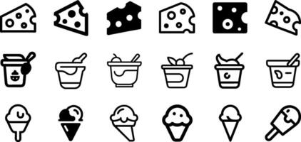 Cheese Yogurt and Ice Cream Icon Set vector