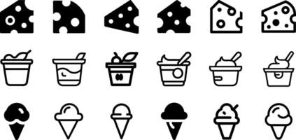 Sweet and Savory Icons Cheese Yogurt Ice Cream Design vector