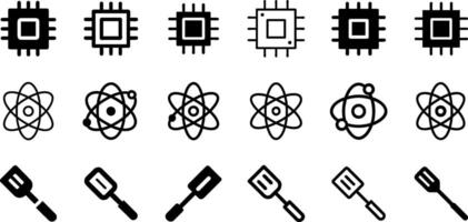 Minimalist Icons Chip Atom Spatula Design vector