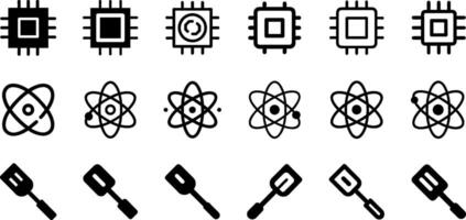 Chip Atom and Spatula Icon Set vector