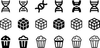 Minimalist Icons DNA Rubik's Cube Popcorn Design vector
