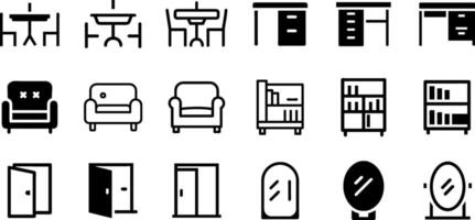 Minimalist Icons Dining Table Desk Sofa Bookshelf Door Mirror Design vector