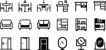 Unique Icons Dining Table Desk Sofa Bookshelf Door Mirror Pack vector