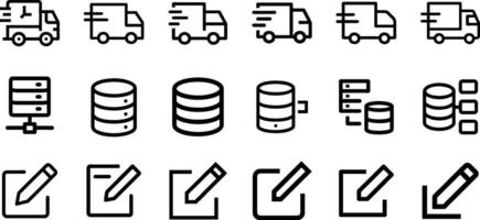 Unique Icons Fast Shipping Delivery Truck Database Edit Pack vector