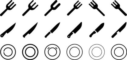 Minimalist Icons Fork Knife Plate Design vector