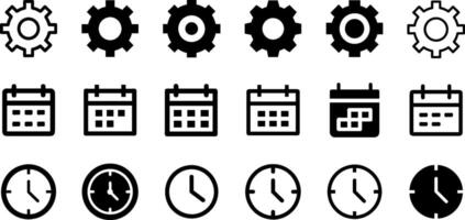 Productivity and Scheduling Icon Set Gear Calendar Clock vector