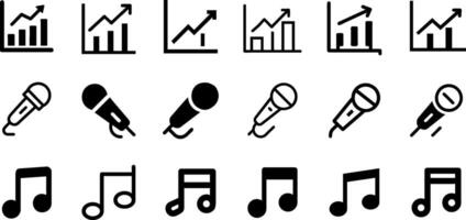 Minimalist Icons Growing Graph Microphone Music Note Design vector