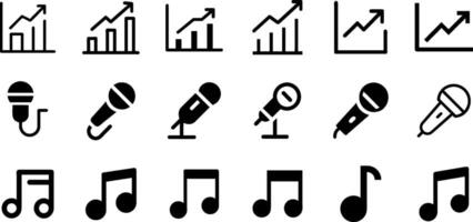 Unique Icons Growing Graph Microphone Music Note Pack vector